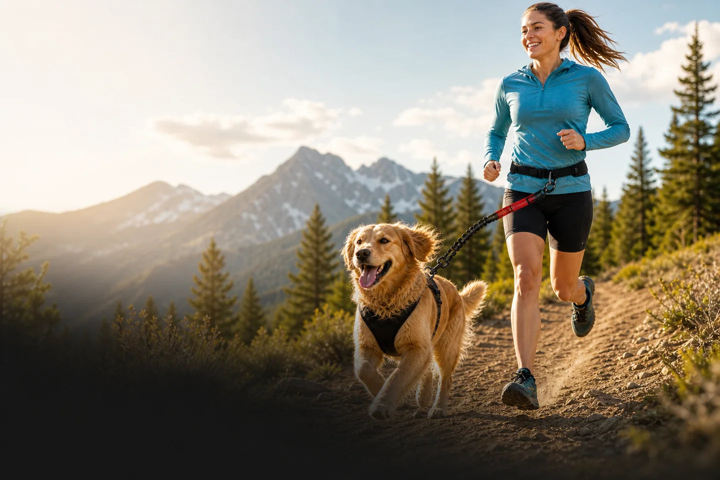 Dog running with the KIBOPAW hands-free waist leash