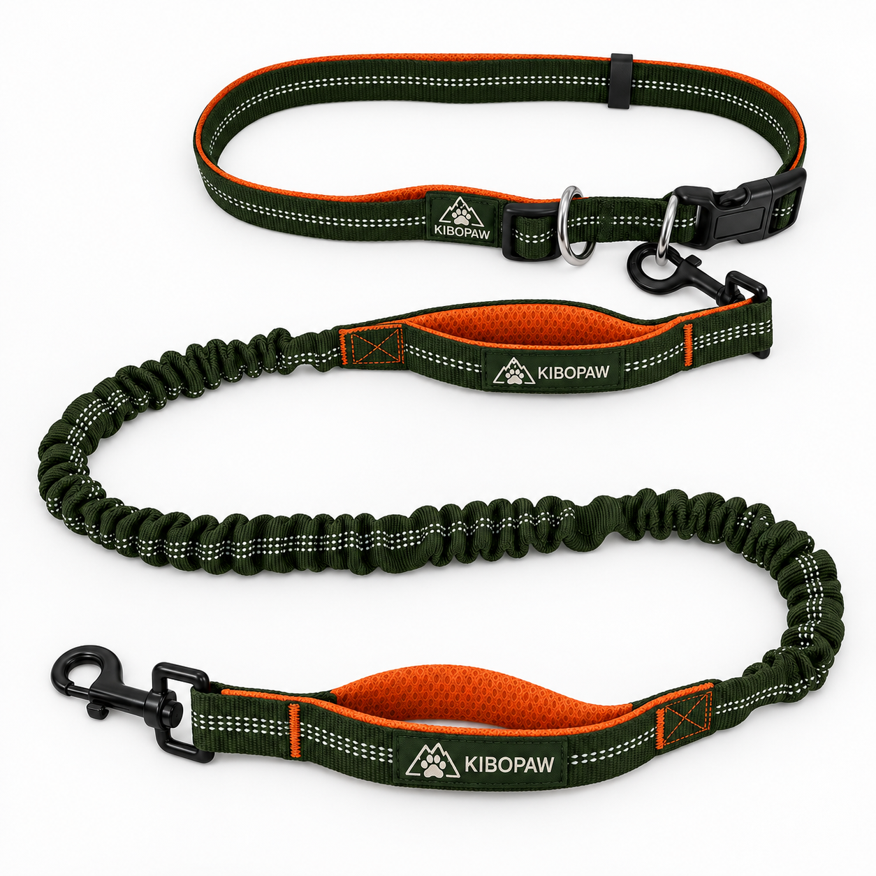 Full KIBOPAW hands-free waist leash flat lay with two padded handles
