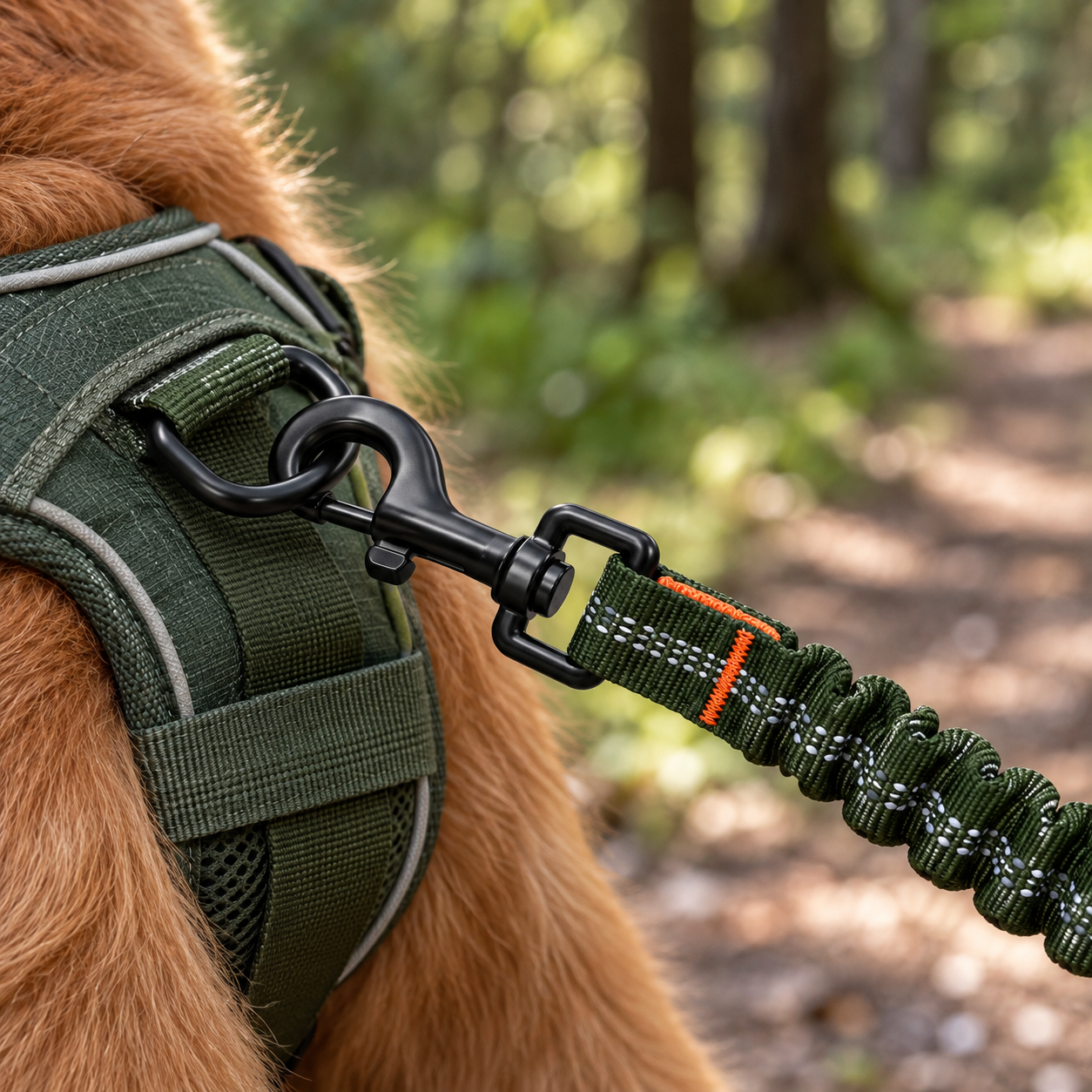 KIBOPAW waist leash swivel snap attached to a dog harness